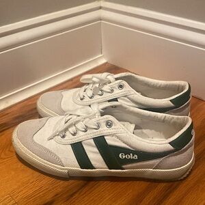 Gola White and Green Canvas Athletic Shoes
